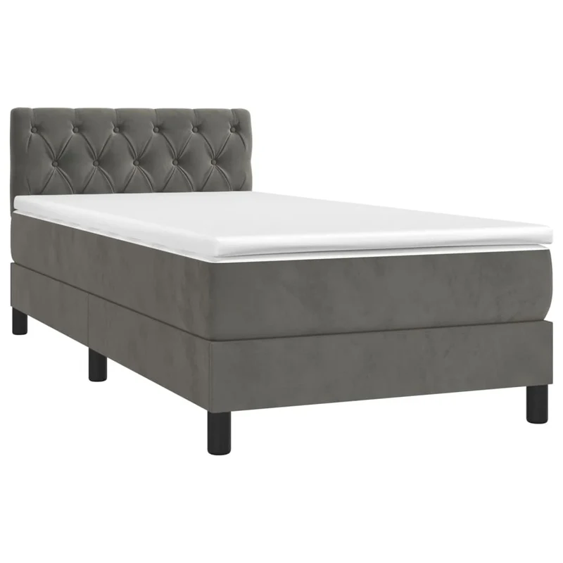 Cadre de lit LED avec sommier tête de lit matelas 80x200cm tissu velours gris foncé TDL0208272