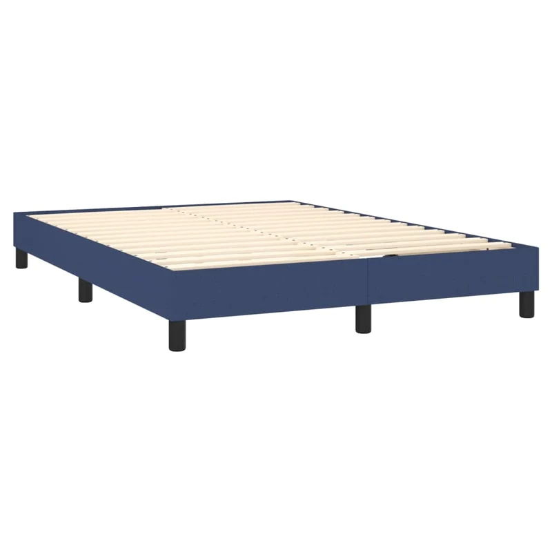 Sommier à lattes sur pieds cadre de lit 140x190 cm tissu bleu TDL0207342