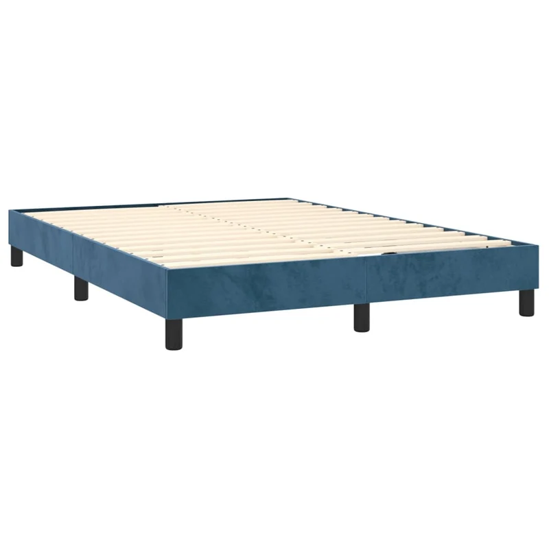 Sommier à lattes sur pieds cadre de lit 140x200 cm tissu velours bleu foncé TDL0207310
