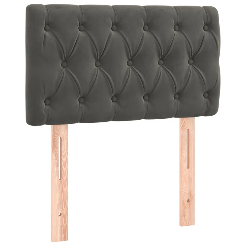 Tête de lit accessoire couchage chambre à coucher meuble à LED capitonné 80 x 7 x 78/88 cm tissu velours gris foncé TDL0201027