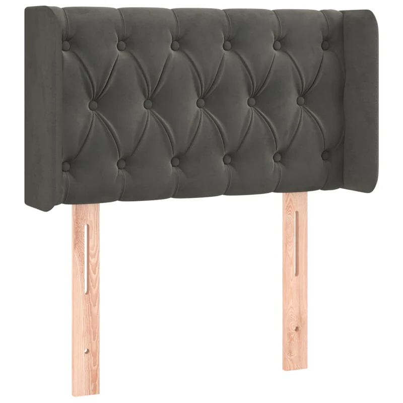 Tête de lit accessoire couchage chambre à coucher meuble à LED capitonné 83 x 16 x 78/88 cm tissu velours gris foncé TDL0201013