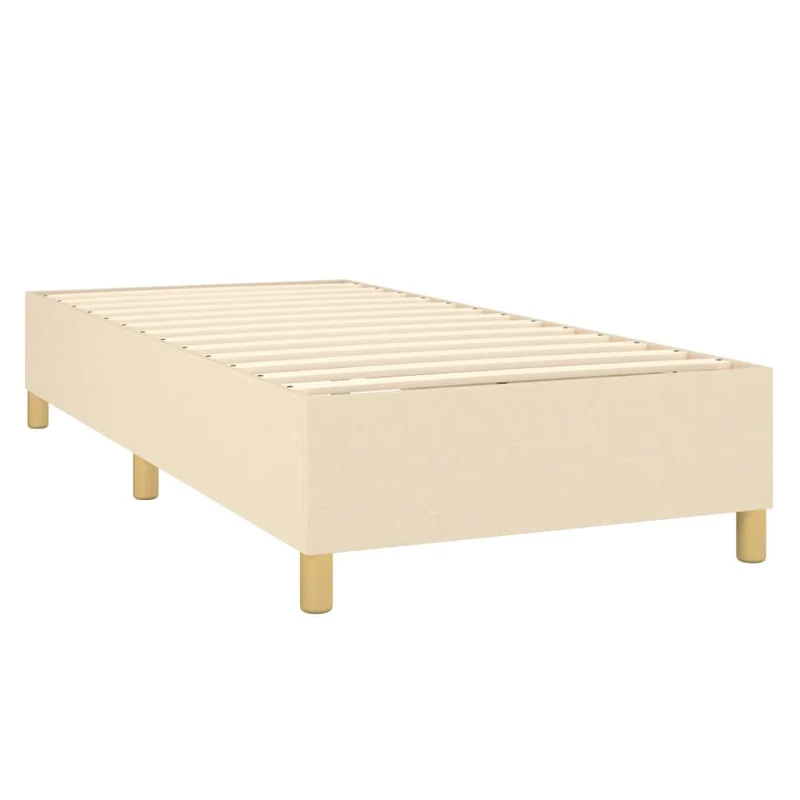 Sommier à lattes sur pieds cadre de lit 90x190 cm tissu crème TDL0207242