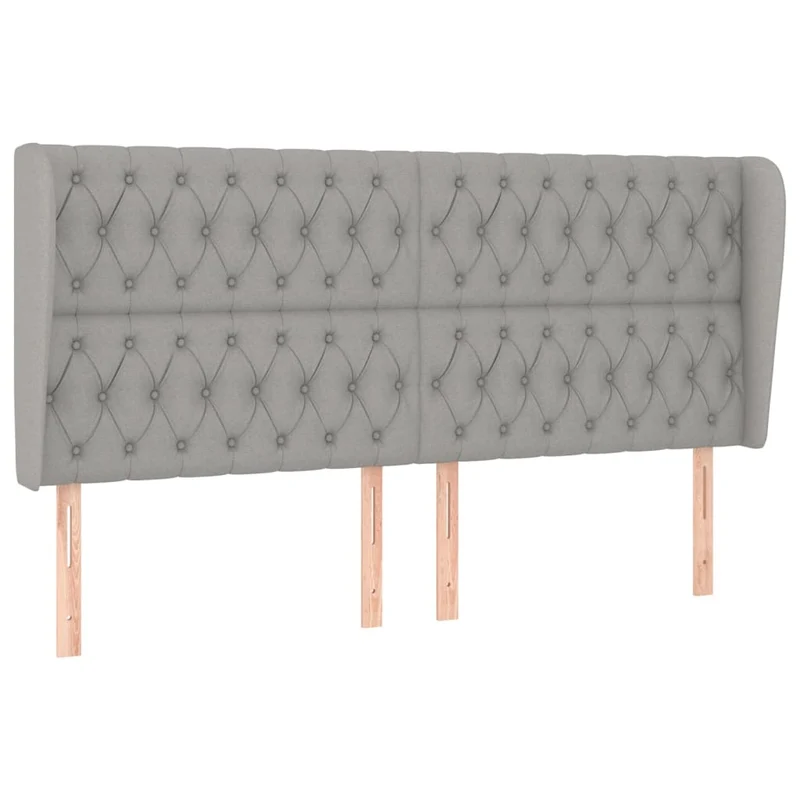 Tête de lit accessoire couchage chambre à coucher meuble avec rebord latéral 203 x 23 x 118/128 cm tissu gris clair TDL0205168