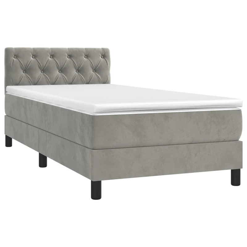 Cadre de lit LED avec sommier tête de lit matelas 80x200cm tissu velours gris clair TDL0208501