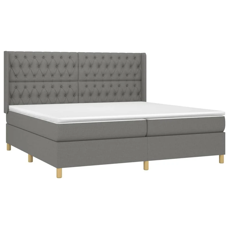 Cadre de lit LED avec sommier tête de lit matelas 200x200 cm tissu gris foncé TDL0208292