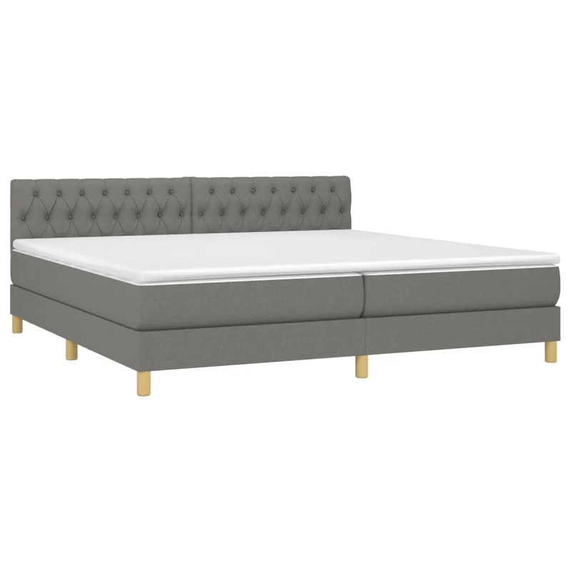 Cadre de lit LED avec sommier tête de lit matelas 200x200 cm tissu gris foncé TDL0208291