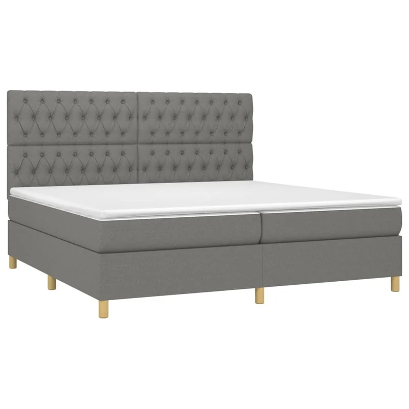 Cadre de lit LED avec sommier tête de lit matelas 200x200 cm tissu gris foncé TDL0208284