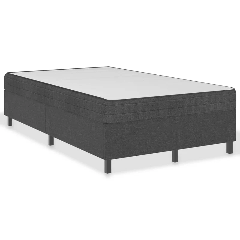 Sommier à lattes sur pieds cadre de lit avec matelas 120x200 cm tissu gris foncé TDL0208067