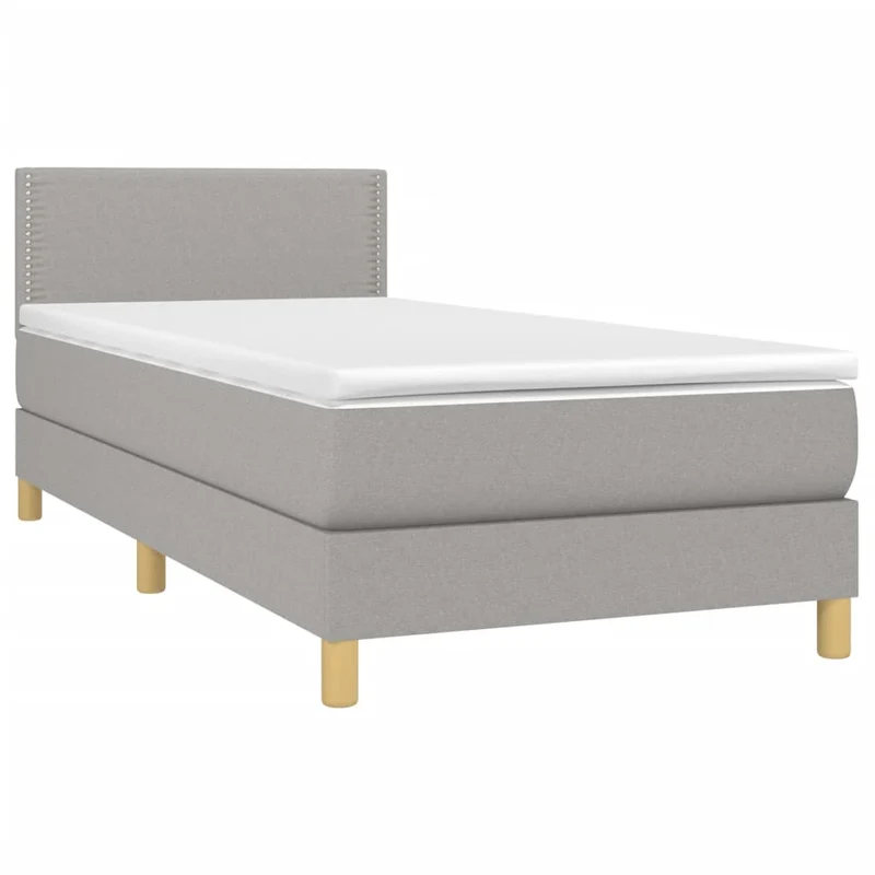 Cadre de lit LED avec sommier tête de lit matelas surmatelas 100x200 cm tissu gris clair TDL0207932