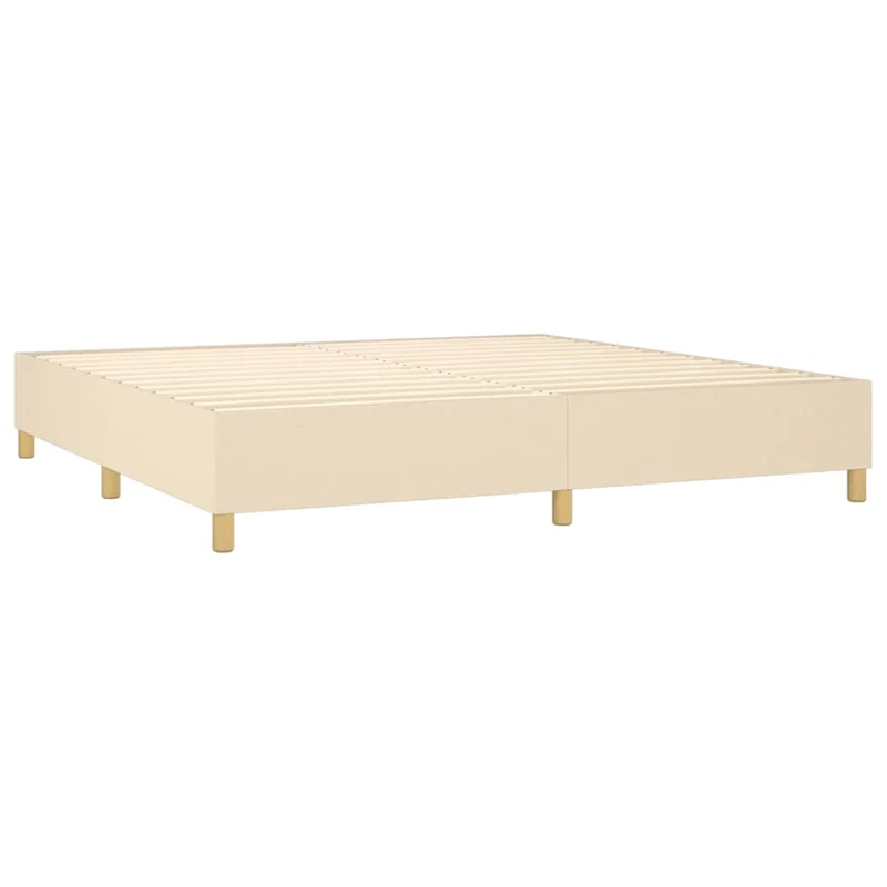 Sommier à lattes sur pieds cadre de lit 200x200 cm tissu crème TDL0207251