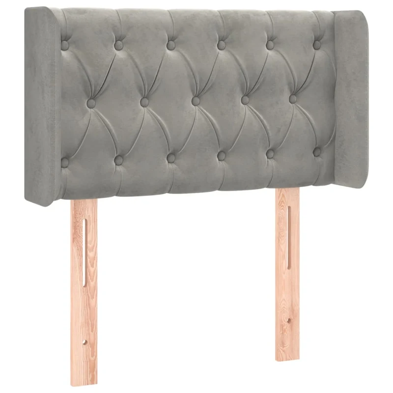 Tête de lit accessoire couchage chambre à coucher meuble avec rebord latéral 83 x 16 x 78/88 cm tissu velours gris clair TDL0205132