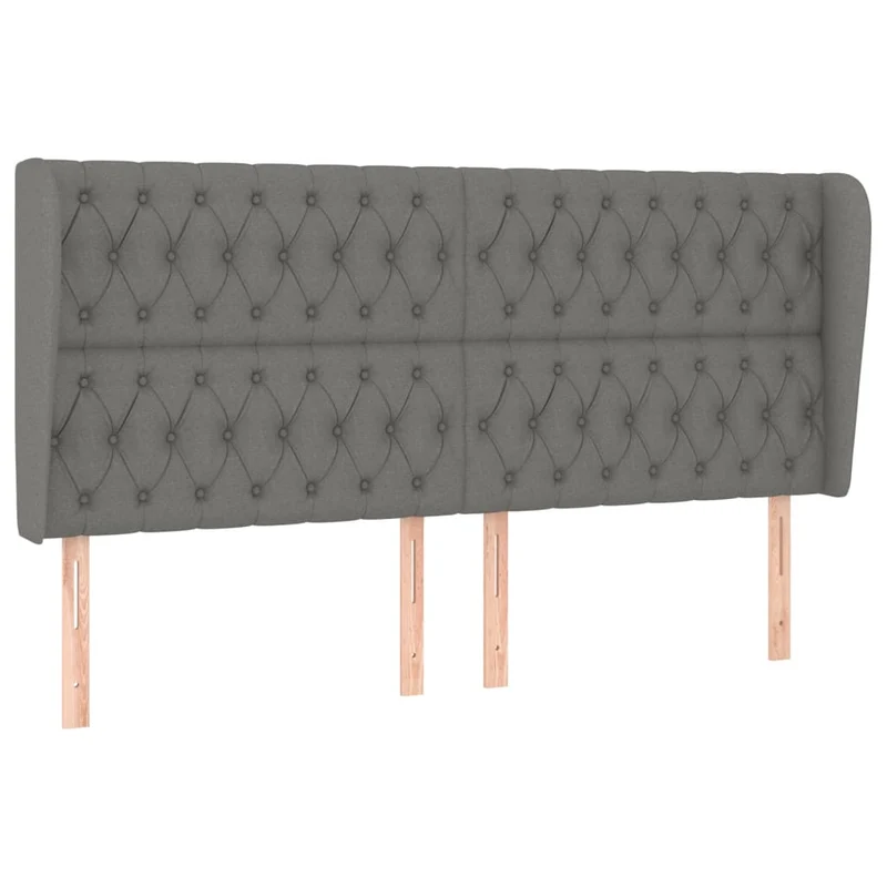 Tête de lit accessoire couchage chambre à coucher meuble avec rebord latéral 203 x 23 x 118/128 cm tissu gris foncé TDL0204933