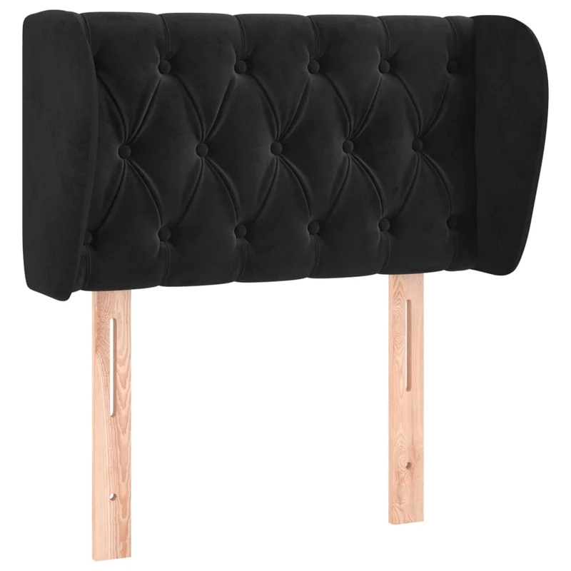 Tête de lit accessoire couchage chambre à coucher meuble avec rebord latéral 83 x 23 x 78/88 cm Tissu velours noir TDL0204416