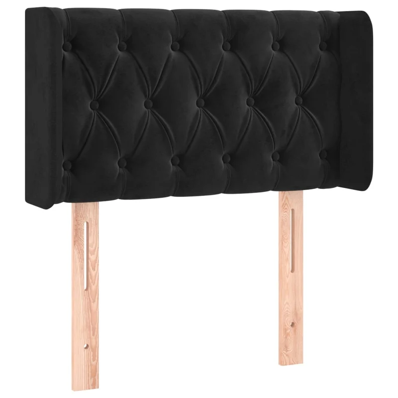 Tête de lit accessoire couchage chambre à coucher meuble à LED 83 x 16 x 78/88 cm tissu velours noir TDL0200549