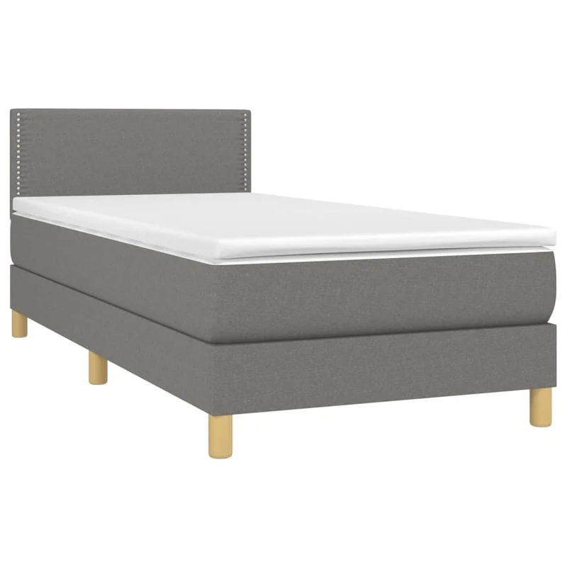 Cadre de lit LED avec sommier tête de lit matelas 100x200 cm tissu gris foncé TDL0208459