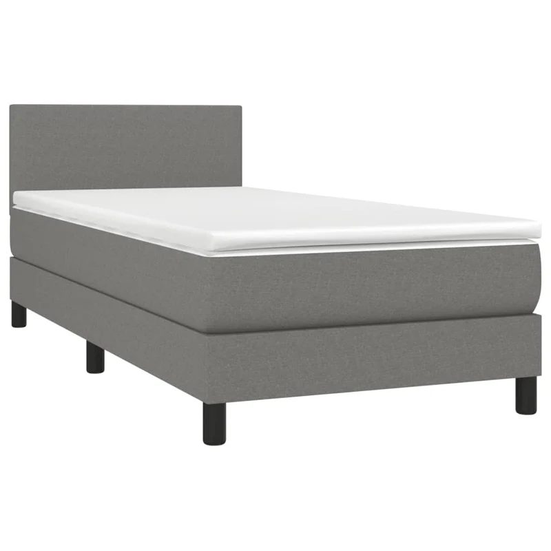 Cadre de lit LED avec sommier tête de lit matelas 100x200 cm tissu gris foncé TDL0208446