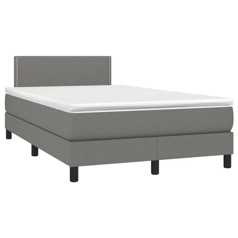 Cadre de lit LED avec sommier tête de lit matelas 120x200 cm tissu gris foncé TDL0208418