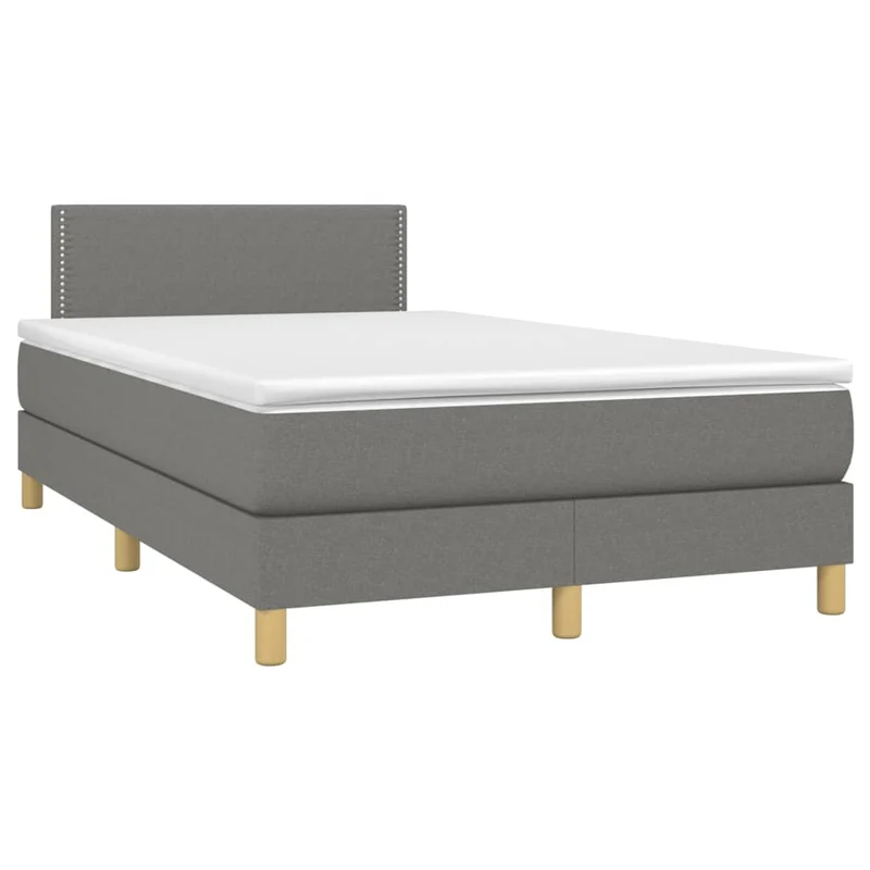 Cadre de lit LED avec sommier tête de lit matelas 120x200 cm tissu gris foncé TDL0208415