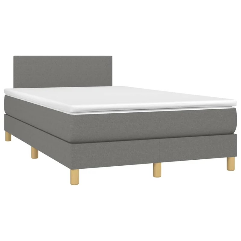Cadre de lit LED avec sommier tête de lit matelas 120x200 cm tissu gris foncé TDL0208408