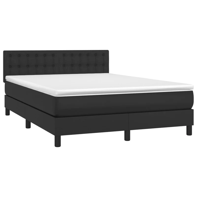 Cadre de lit LED avec sommier tête de lit matelas 140x190cm synthétique noir TDL0209233