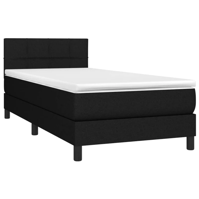 Cadre de lit LED avec sommier tête de lit matelas 90x200 cm tissu noir TDL0209032