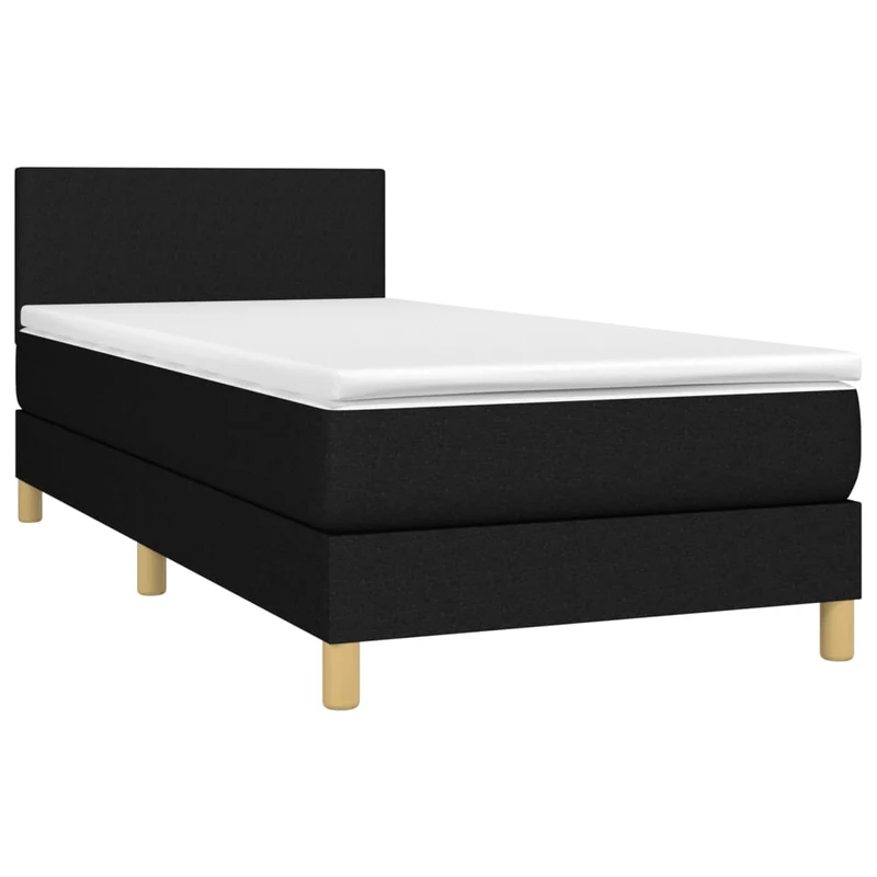Cadre de lit LED avec sommier tête de lit matelas 90x200 cm tissu noir TDL0209034