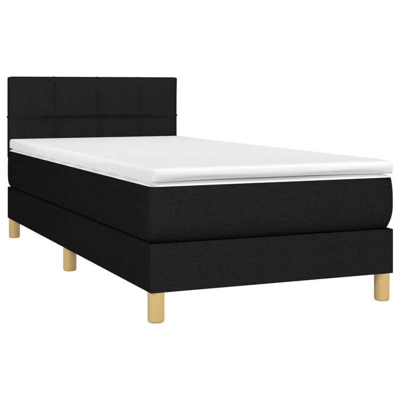Cadre de lit LED avec sommier tête de lit matelas 90x200 cm tissu noir TDL0209016