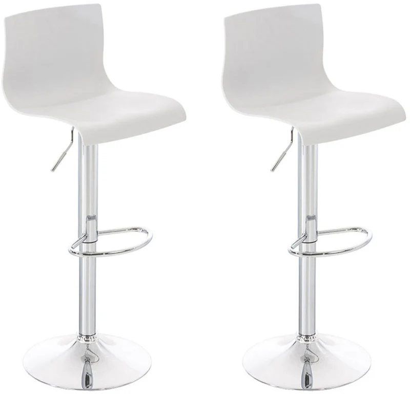 Set de 2 tabourets de bar avec repose-pieds plastique blanc design moderne hauteur réglable 10_0000816