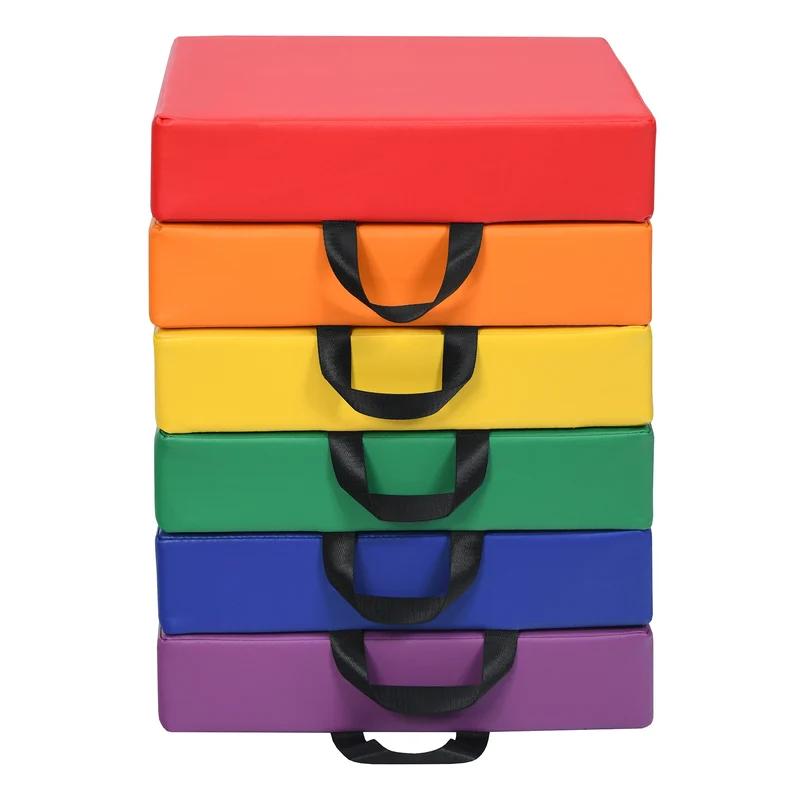 Lot de 6 coussins de chaise pour enfant avec poignées coussins d'assise carrés 38 x 38cm multicolores 20_0000753
