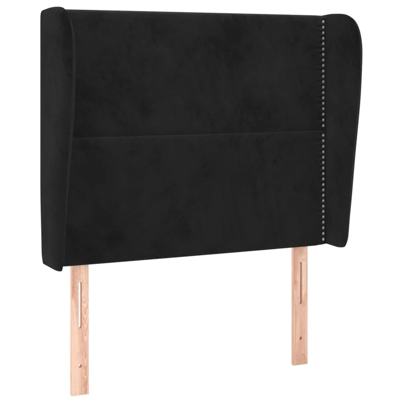 Tête de lit accessoire couchage chambre à coucher meuble avec rebord latéral 103 x 23 x 118/128 cm Tissu velours noir TDL0204600