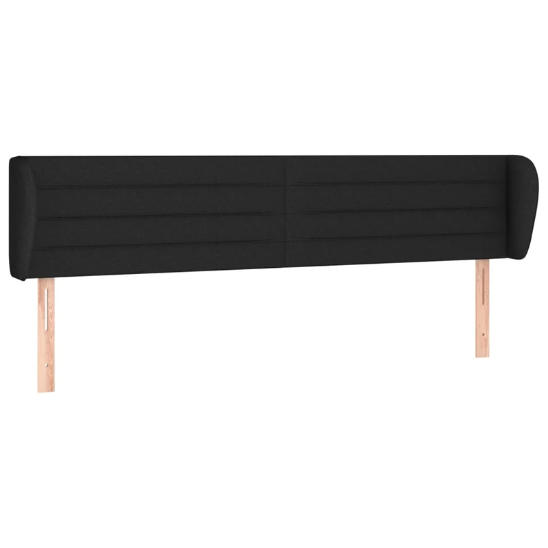 Tête de lit accessoire couchage chambre à coucher meuble avec rebord latéral 203 x 23 x 78/88 cm tissu noir TDL0204477