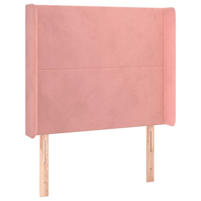 Tête de lit accessoire couchage chambre à coucher meuble avec rebord latéral 103 x 16 x 118/128 cm Tissu velours rose TDL0204371
