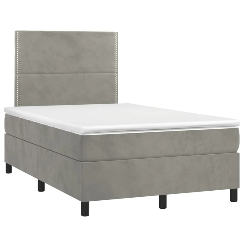 Cadre de lit LED avec sommier tête de lit matelas surmatelas 120x200 cm tissu velours gris clair TDL0207863