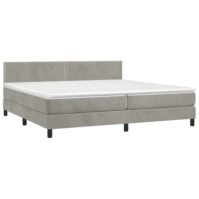Cadre de lit LED avec sommier tête de lit matelas surmatelas 200x200 cm tissu velours gris clair TDL0207767