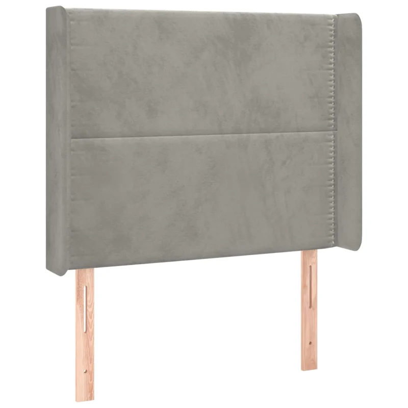 Tête de lit accessoire couchage chambre à coucher meuble avec rebord latéral 103 x 16 x 118/128 cm tissu velours gris clair TDL0205318