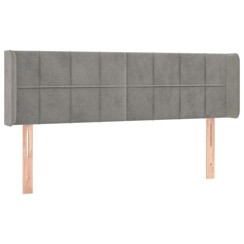 Tête de lit accessoire couchage chambre à coucher meuble avec rebord latéral 147 x 16 x 78/88 cm tissu velours gris clair TDL0205254