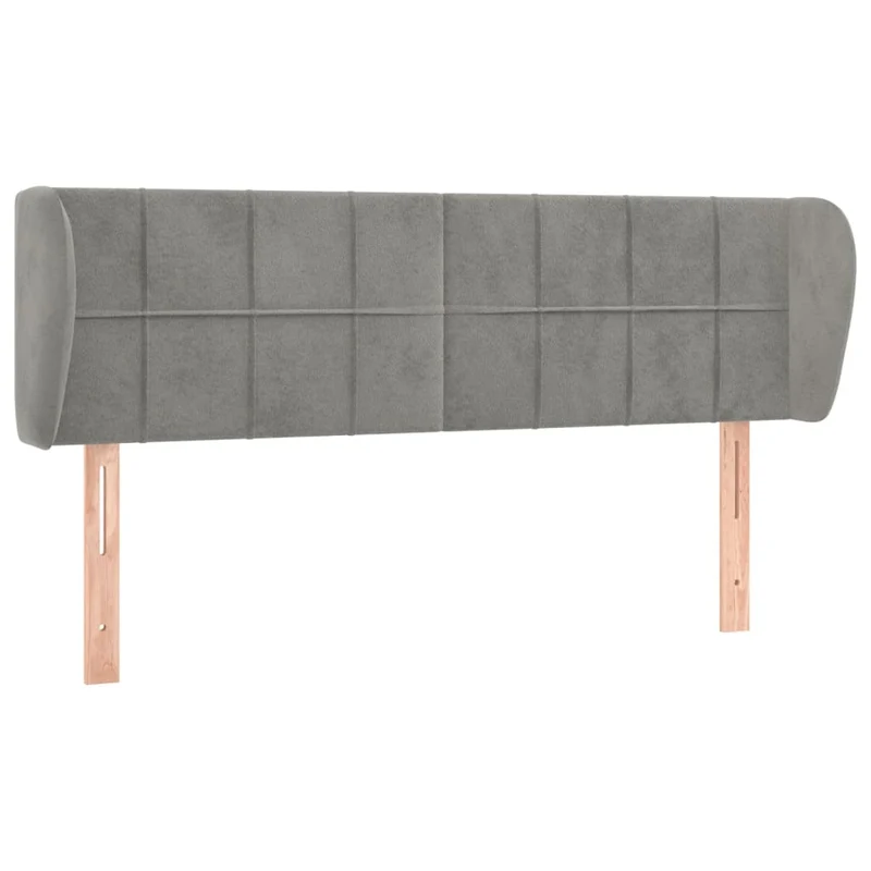 Tête de lit accessoire couchage chambre à coucher meuble avec rebord latéral 147 x 23 x 78/88 cm tissu velours gris clair TDL0205231