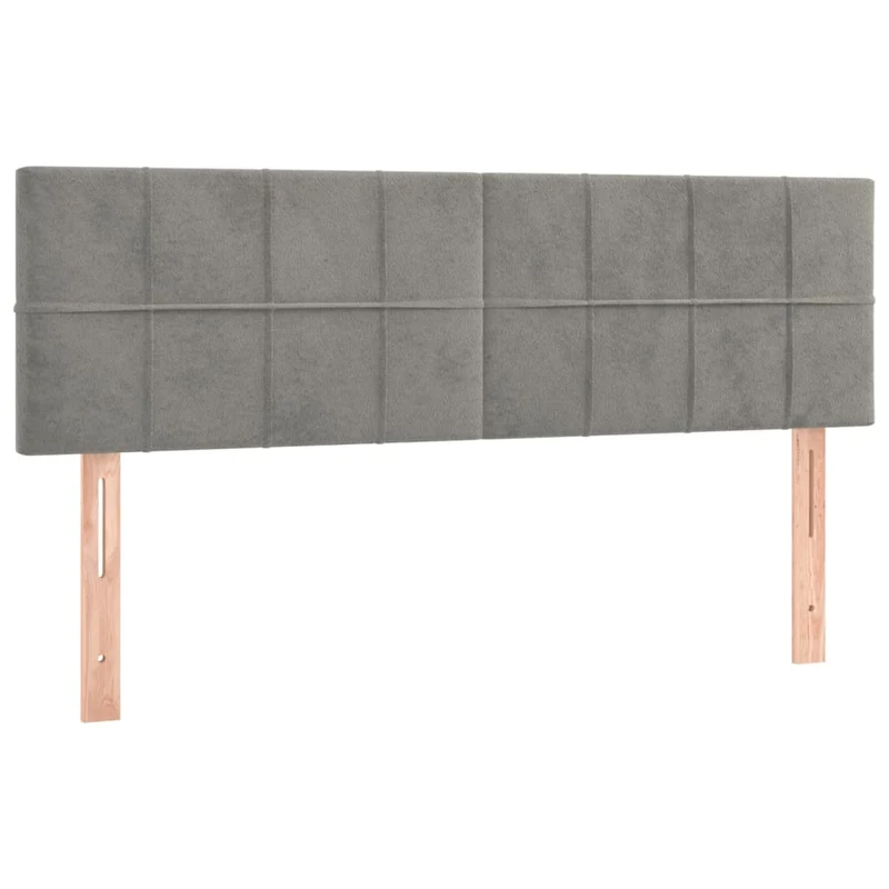 Tête de lit accessoire couchage chambre à coucher meuble à LED 144 x 5 x 78/88 cm tissu velours gris clair TDL0201395