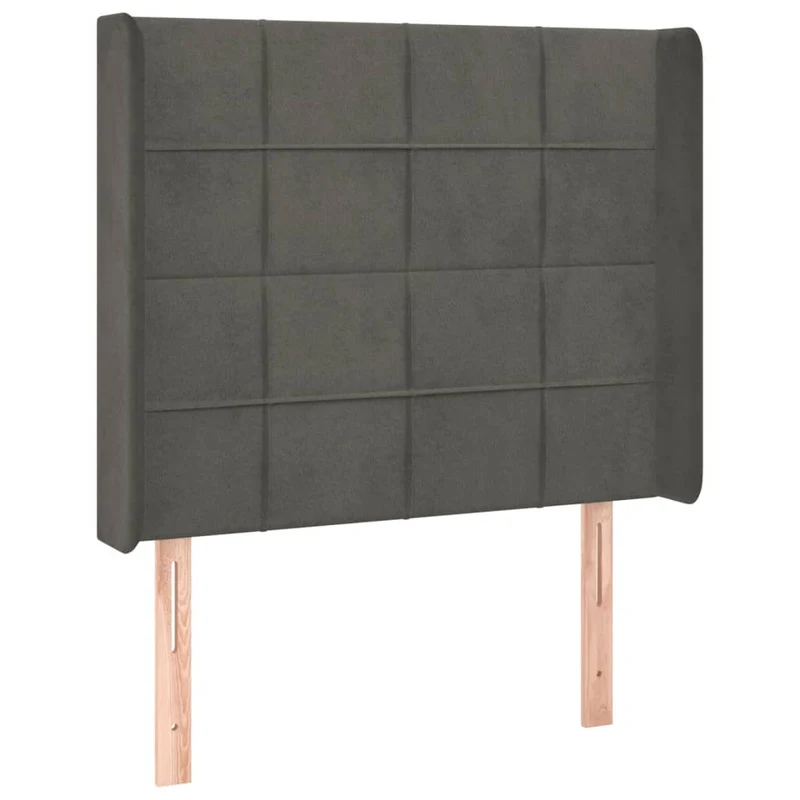 Tête de lit accessoire couchage chambre à coucher meuble à LED 103 x 16 x 118/128 cm tissu velours gris foncé TDL0201179