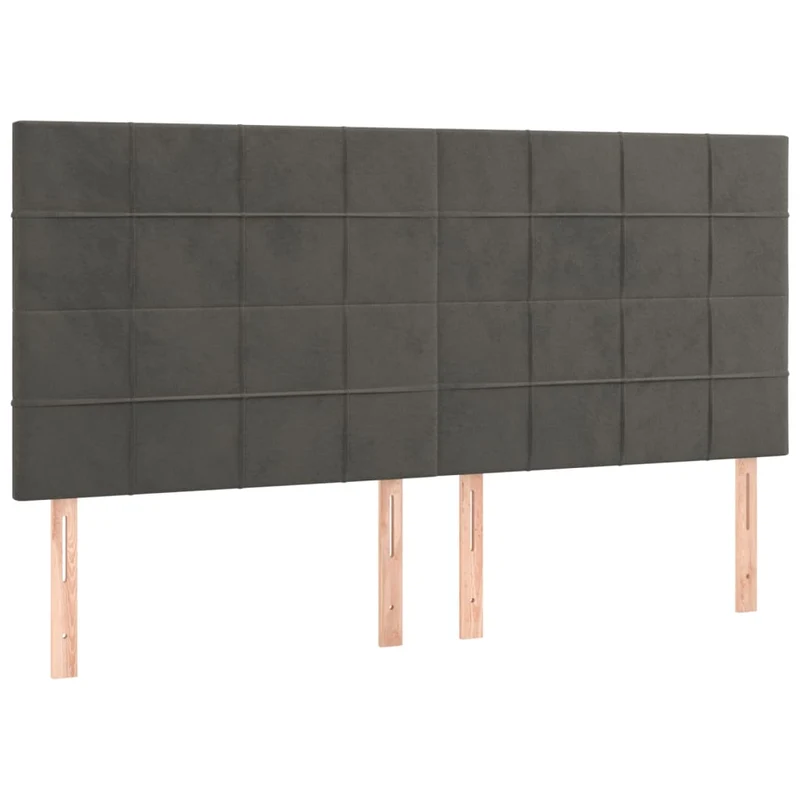 Tête de lit accessoire couchage chambre à coucher meuble à LED 200 x 5 x 118/128 cm tissu velours gris foncé TDL0201084