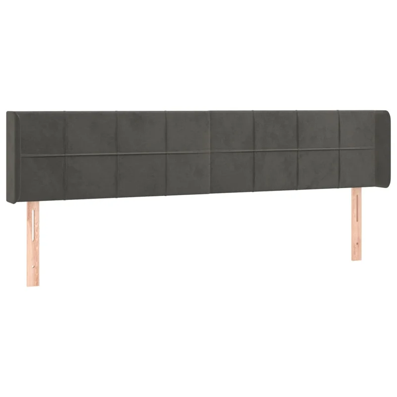 Tête de lit accessoire couchage chambre à coucher meuble à LED 203 x 16 x 78/88 cm tissu velours gris foncé TDL0201050