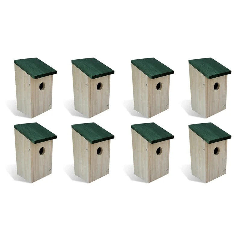 Nichoir oiseaux pour extérieur 8 pièces en Bois 12x12x22 cm DEC020825