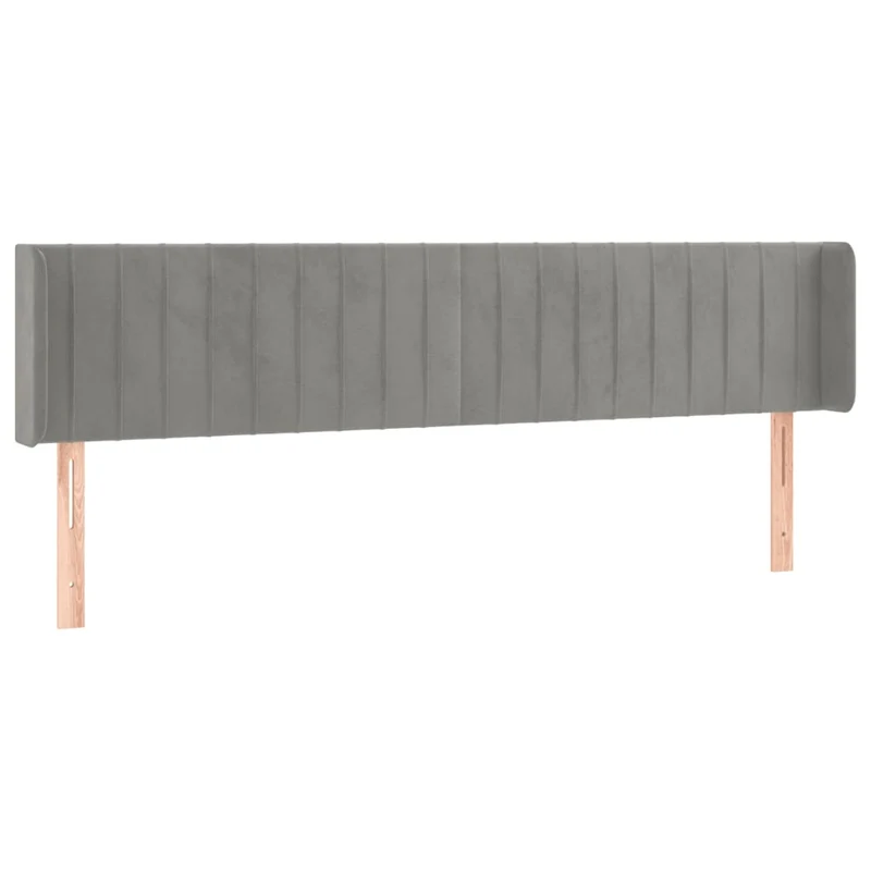 Tête de lit accessoire couchage chambre à coucher meuble avec rebord latéral 163 x 16 x 78/88 cm tissu velours gris clair TDL0205223
