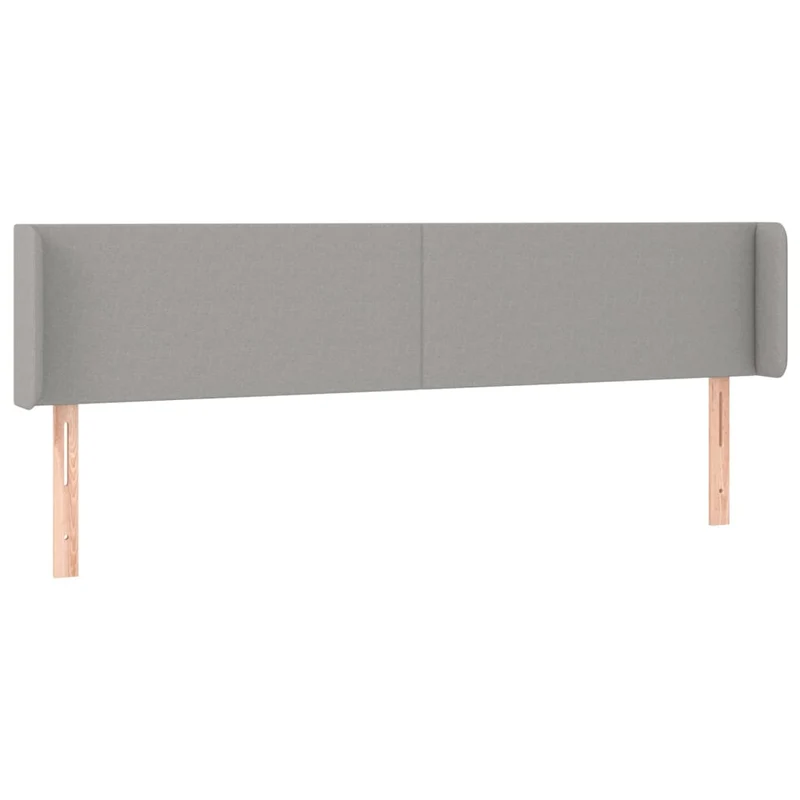 Tête de lit accessoire couchage chambre à coucher meuble avec rebord latéral 203 x 16 x 78/88 cm tissu gris clair TDL0205181