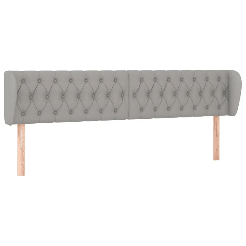 Tête de lit accessoire couchage chambre à coucher meuble capitonné avec rebord latéral 203 x 23 x 78/88 cm tissu gris clair TDL0205159
