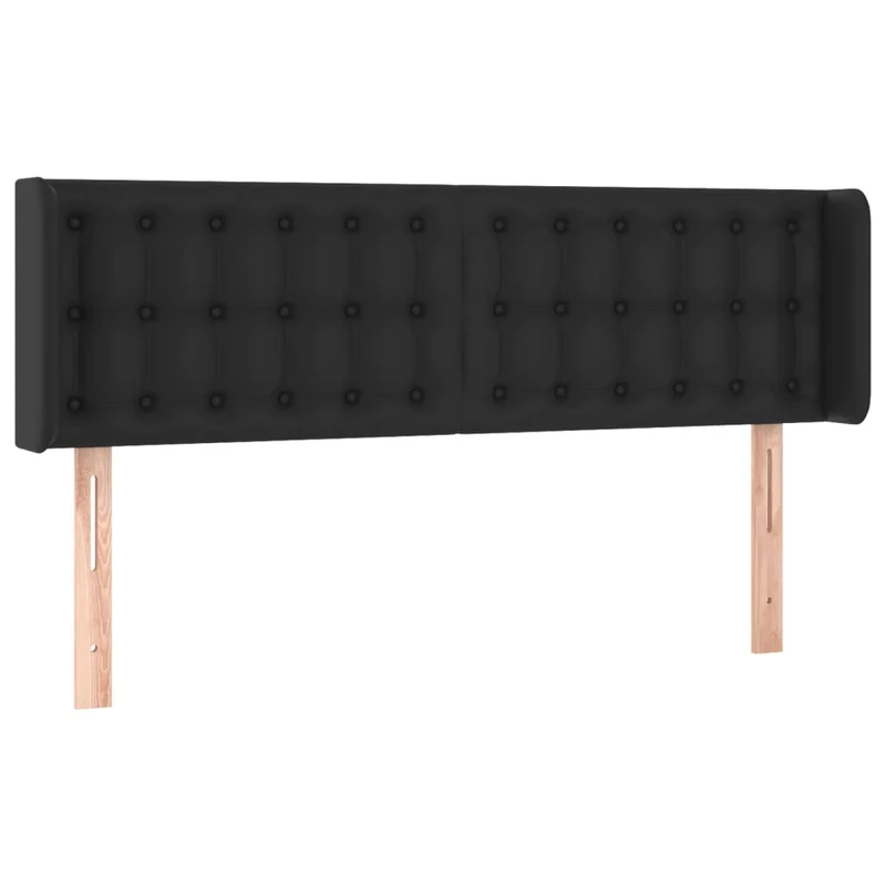 Tête de lit accessoire couchage chambre à coucher meuble capitonné avec rebord latéral 147 x 16 x 78/88 cm synthétique noir TDL0204575