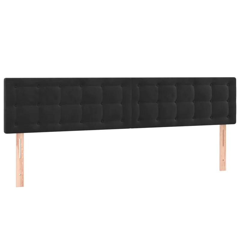 Tête de lit accessoire couchage chambre à coucher meuble capitonné 2 parties 100 x 5 x 78/88 cm tissu velours noir TDL0206269