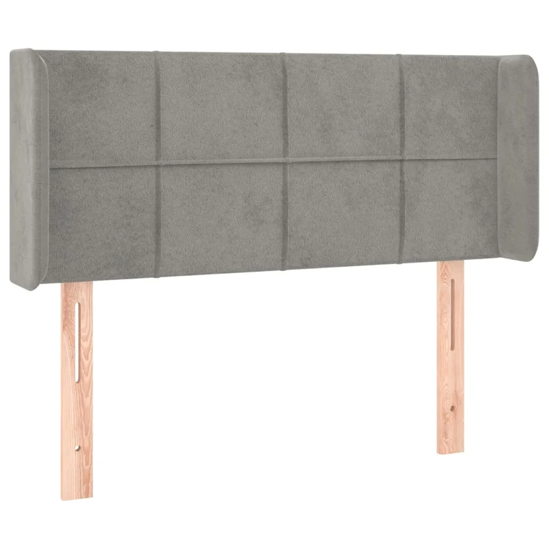 Tête de lit accessoire couchage chambre à coucher meuble avec rebord latéral 103 x 16 x 78/88 cm tissu velours gris clair TDL0205306