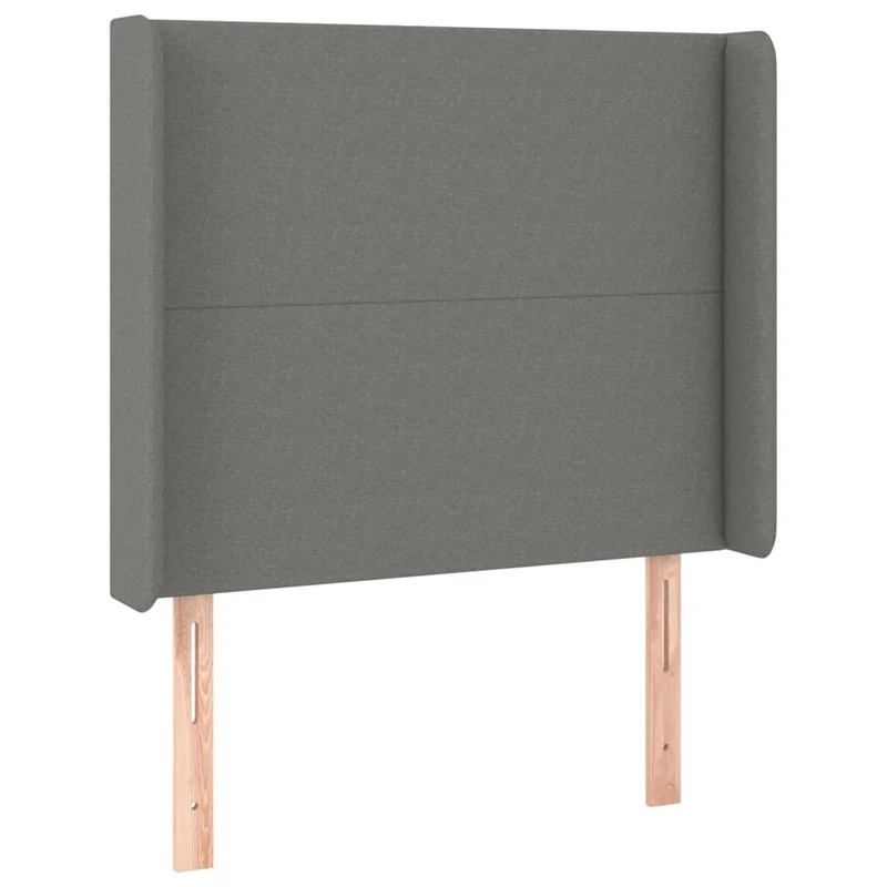 Tête de lit accessoire couchage chambre à coucher meuble avec rebord latéral 103 x 16 x 118/128 cm tissu gris foncé TDL0205072