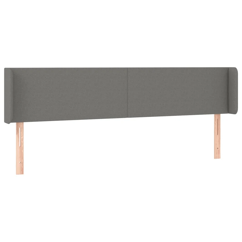 Tête de lit accessoire couchage chambre à coucher meuble avec rebord latéral 203 x 16 x 78/88 cm tissu gris foncé TDL0204939